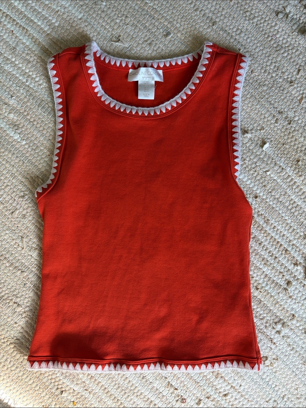 Woman’s size S' orange Sleeveless Knit Tank with White Trim